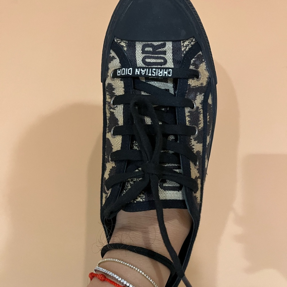 Limited Edition Christian Dior ANIMAL PRINT Black and Tan Sneakers size 9, $450 - Picture 4 of 15